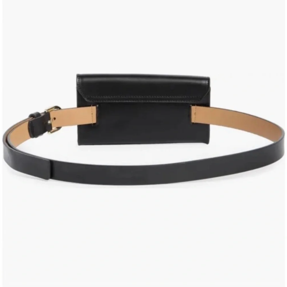 KATE SPADE Black Leather Bow Adjustable Crossbody Belt Bag